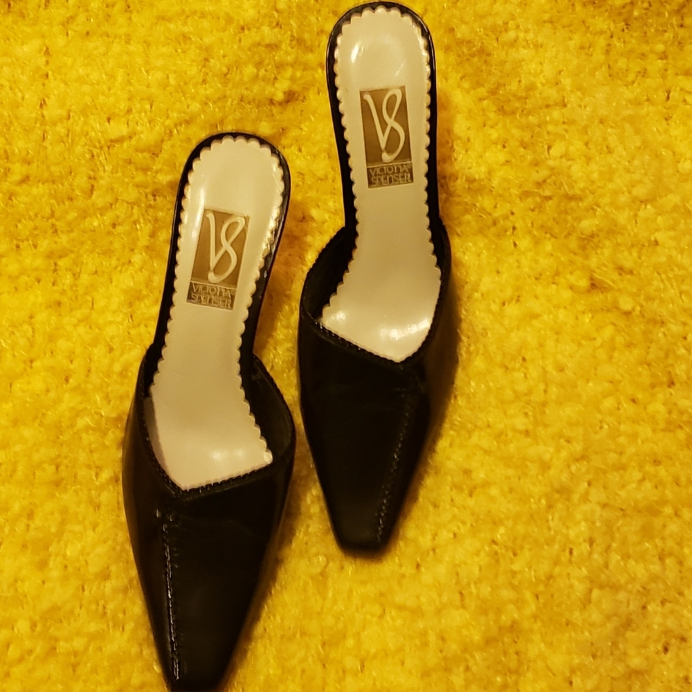 Black Leather Mules